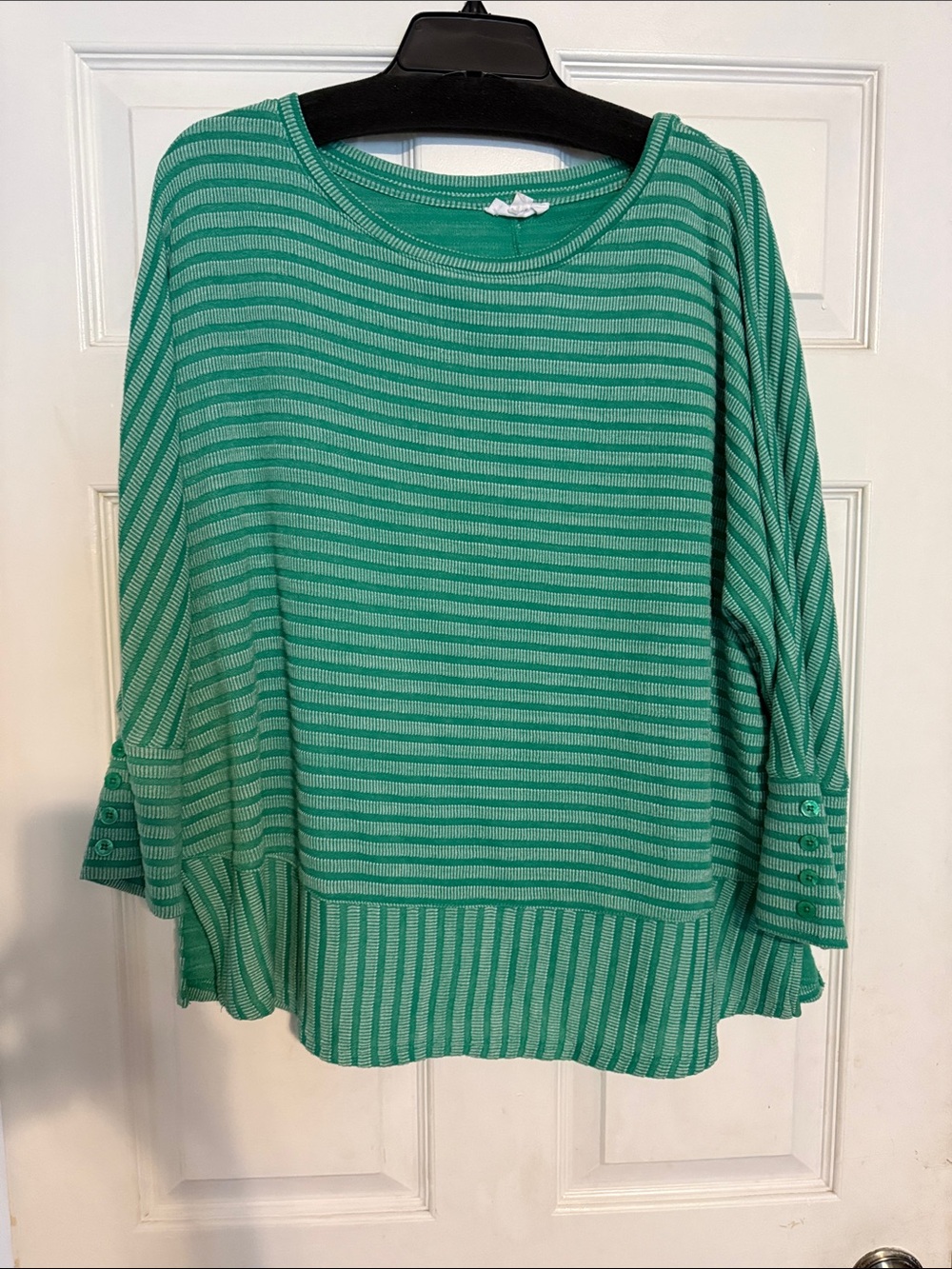 Westbound Green and White Striped Knit Top